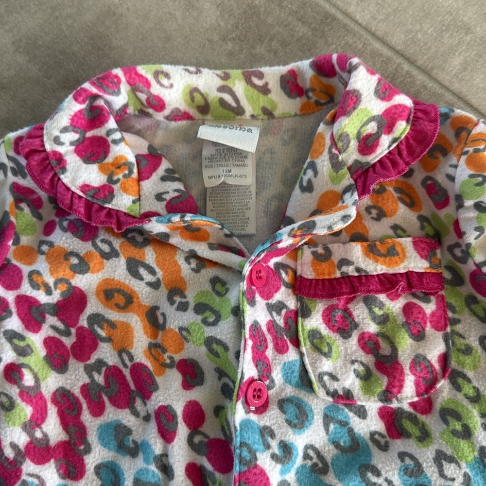 *Gently Worn* Absorba 2 Piece Soft Colorful Print Flannel Pajama Set - 12M - Picture 3 of 9